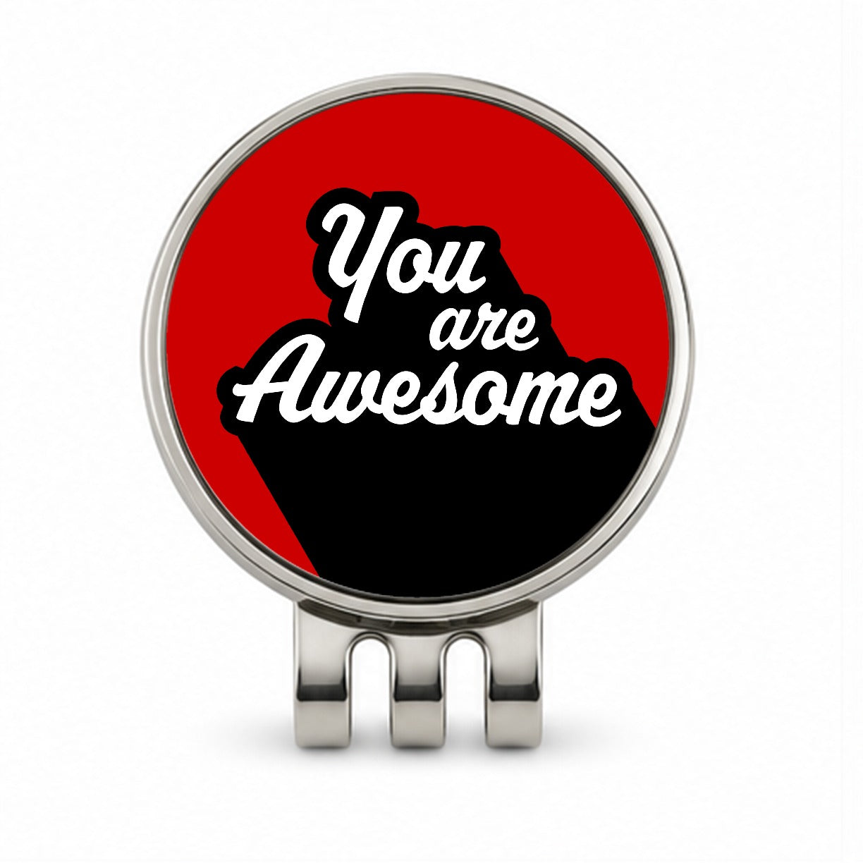 You Are Awesome Funny Inspirational Red Golf Hat Clip with Ball Marker