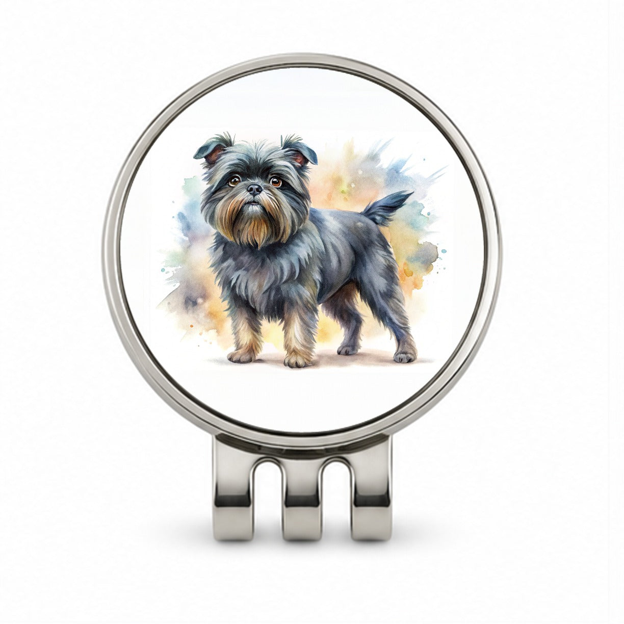Affenpinscher Dog Watercolor Style Golf Hat Clip with Ball Marker
