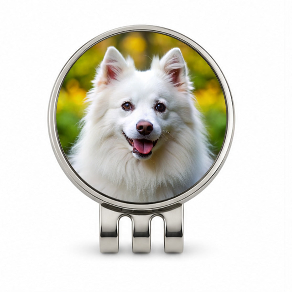 American Eskimo Dog Photo Golf Hat Clip with Ball Marker
