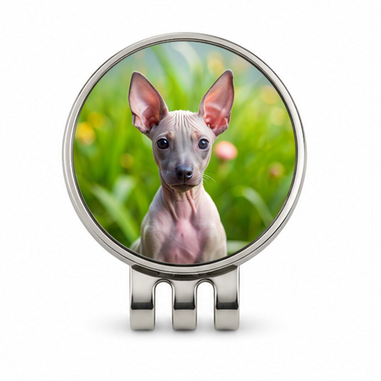 American Hairless Terrier Dog Puppy Photo Golf Hat Clip with Ball Marker