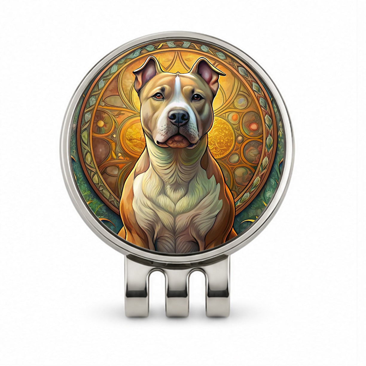 American Staffordshire Terrier Dog Art Nouveau Golf Hat Clip with Ball Marker