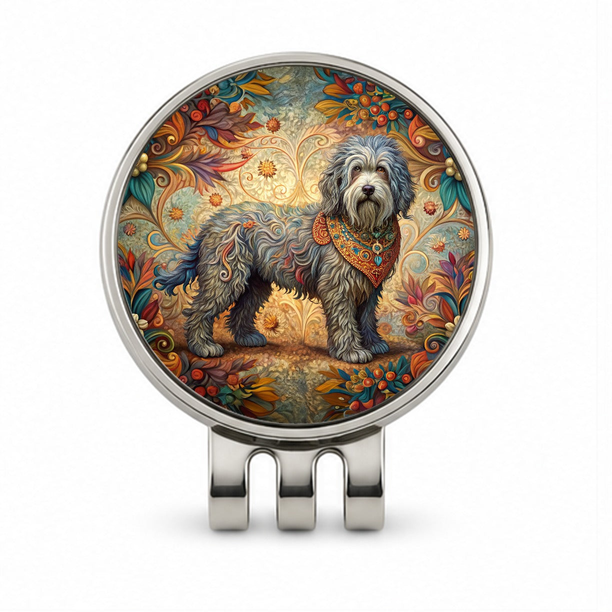 Barbet Dog Art Nouveau Golf Hat Clip with Ball Marker