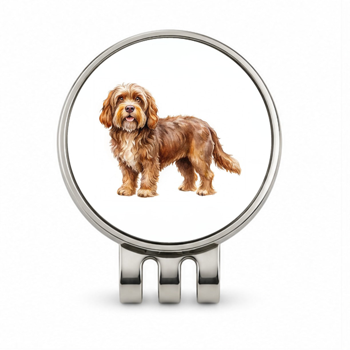 Barbet Dog Watercolor Style Golf Hat Clip with Ball Marker