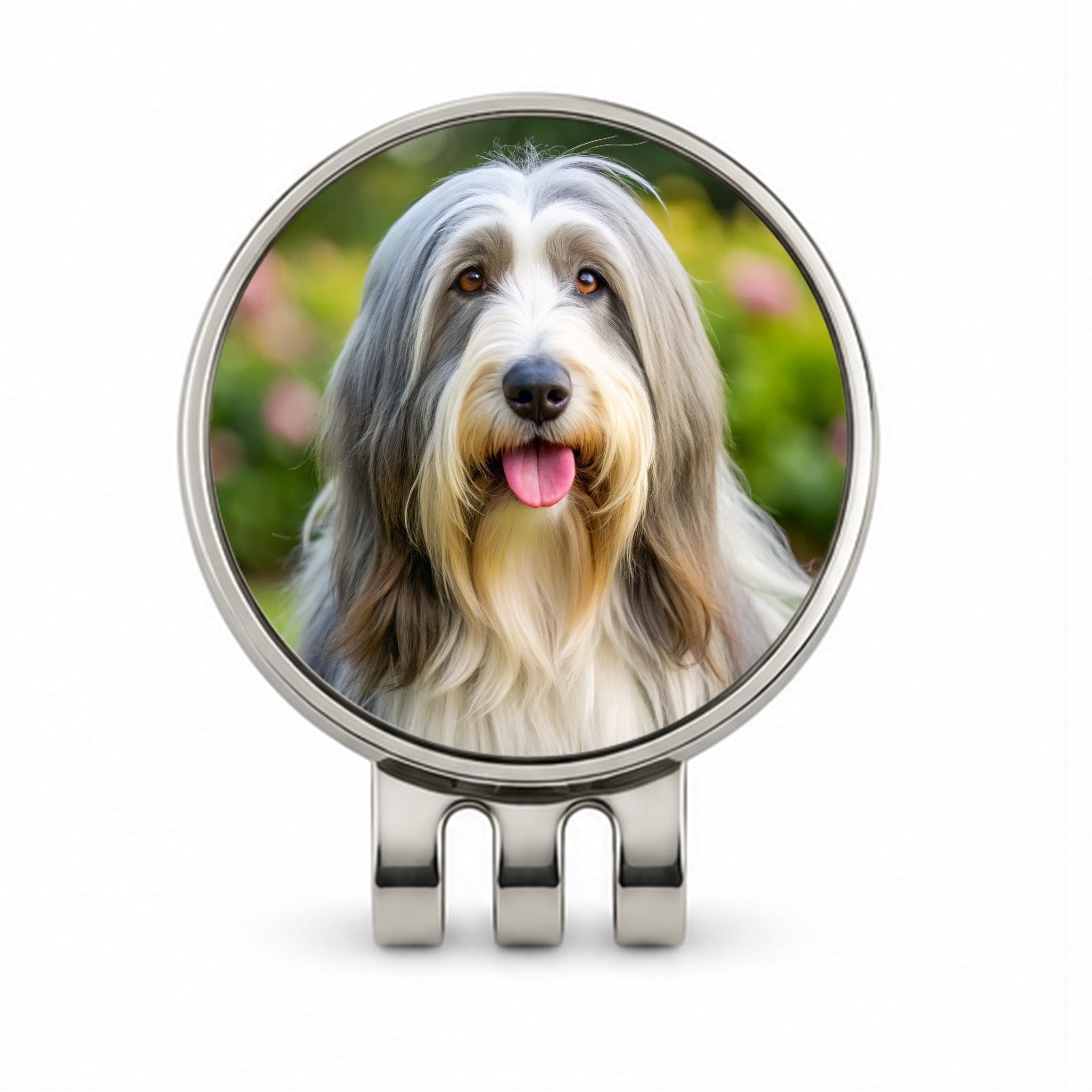 Bearded Collie Dog Photo Golf Hat Clip with Ball Marker