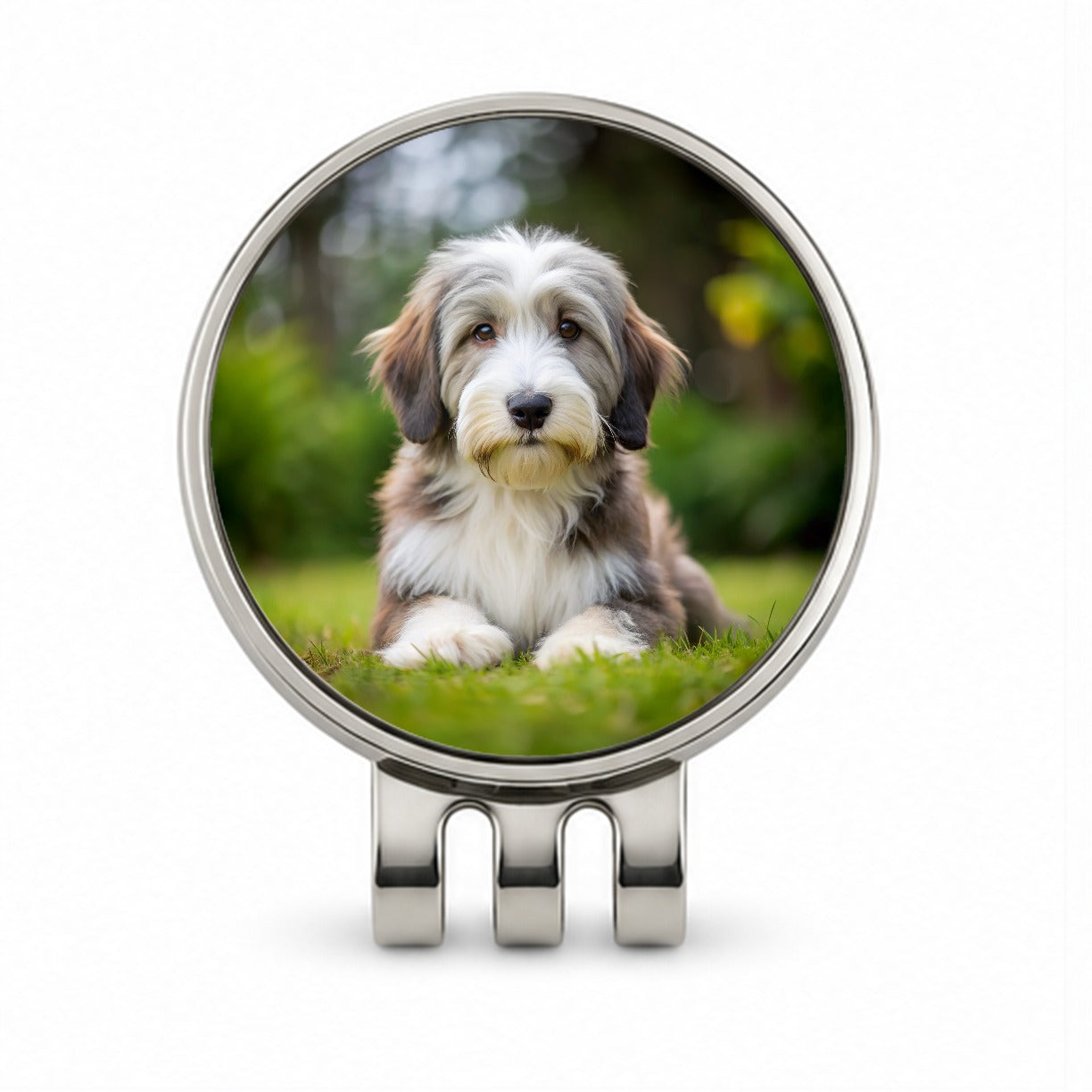 Bearded Collie Dog Puppy Photo Golf Hat Clip with Ball Marker