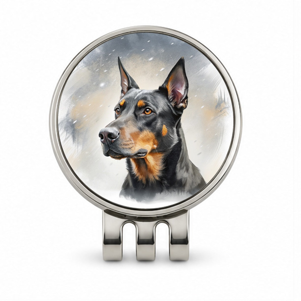 Beauceron Dog Illustration Golf Hat Clip with Ball Marker