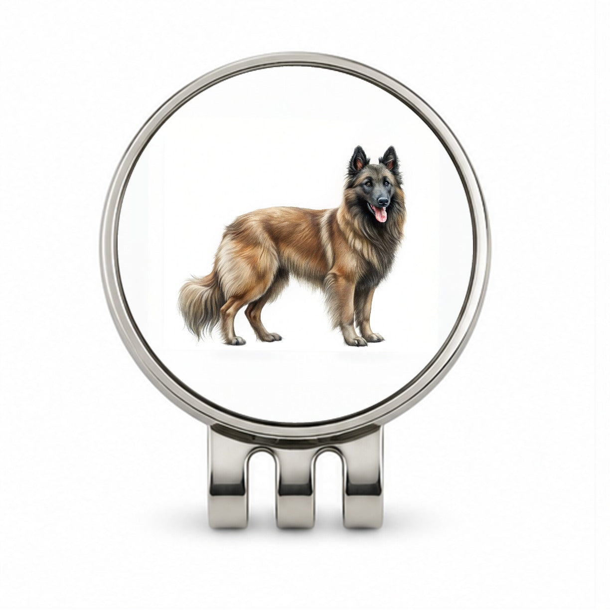 Belgian Tervuren Dog Illustration Golf Hat Clip with Ball Marker