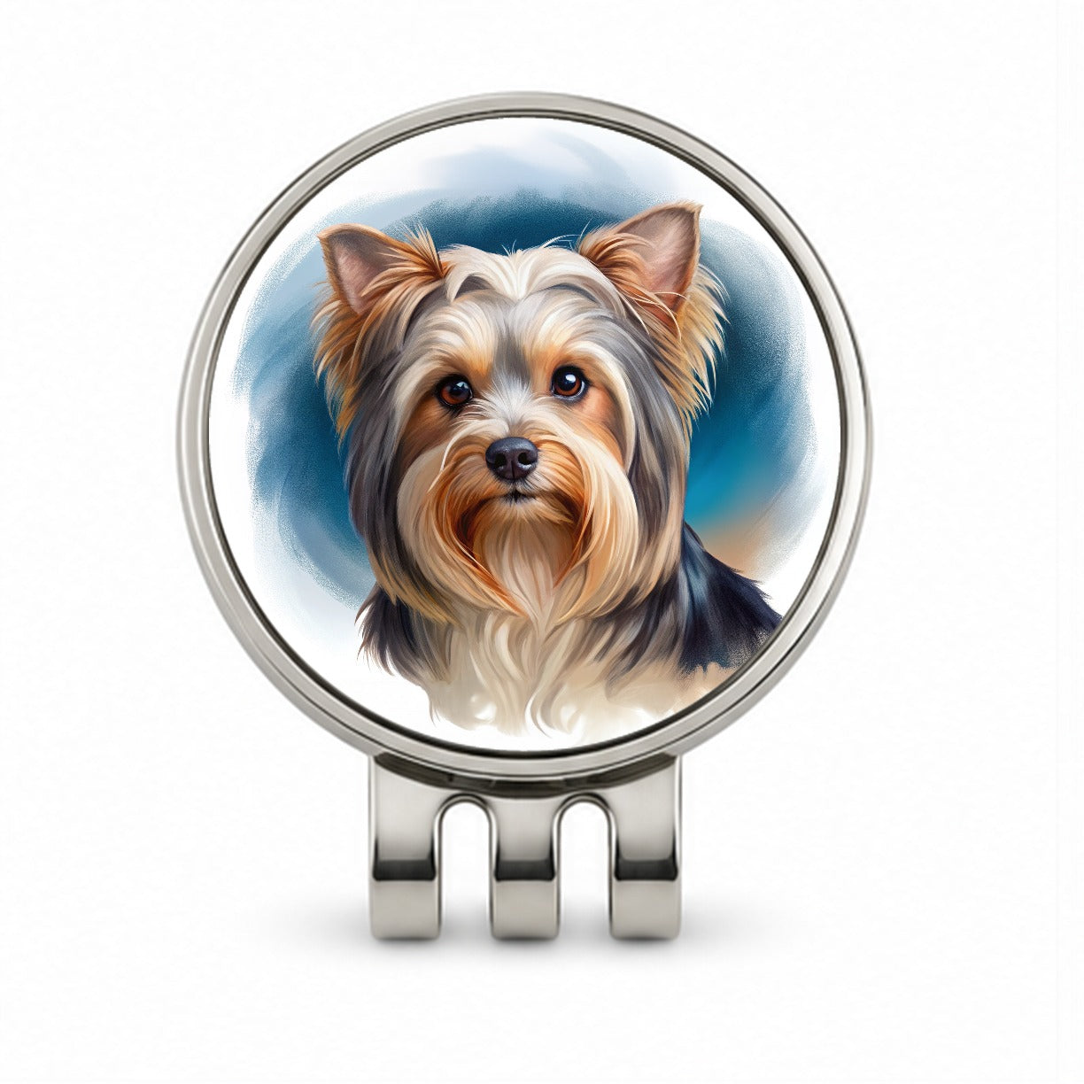 Biewer Terrier Dog Illustration Golf Hat Clip with Ball Marker