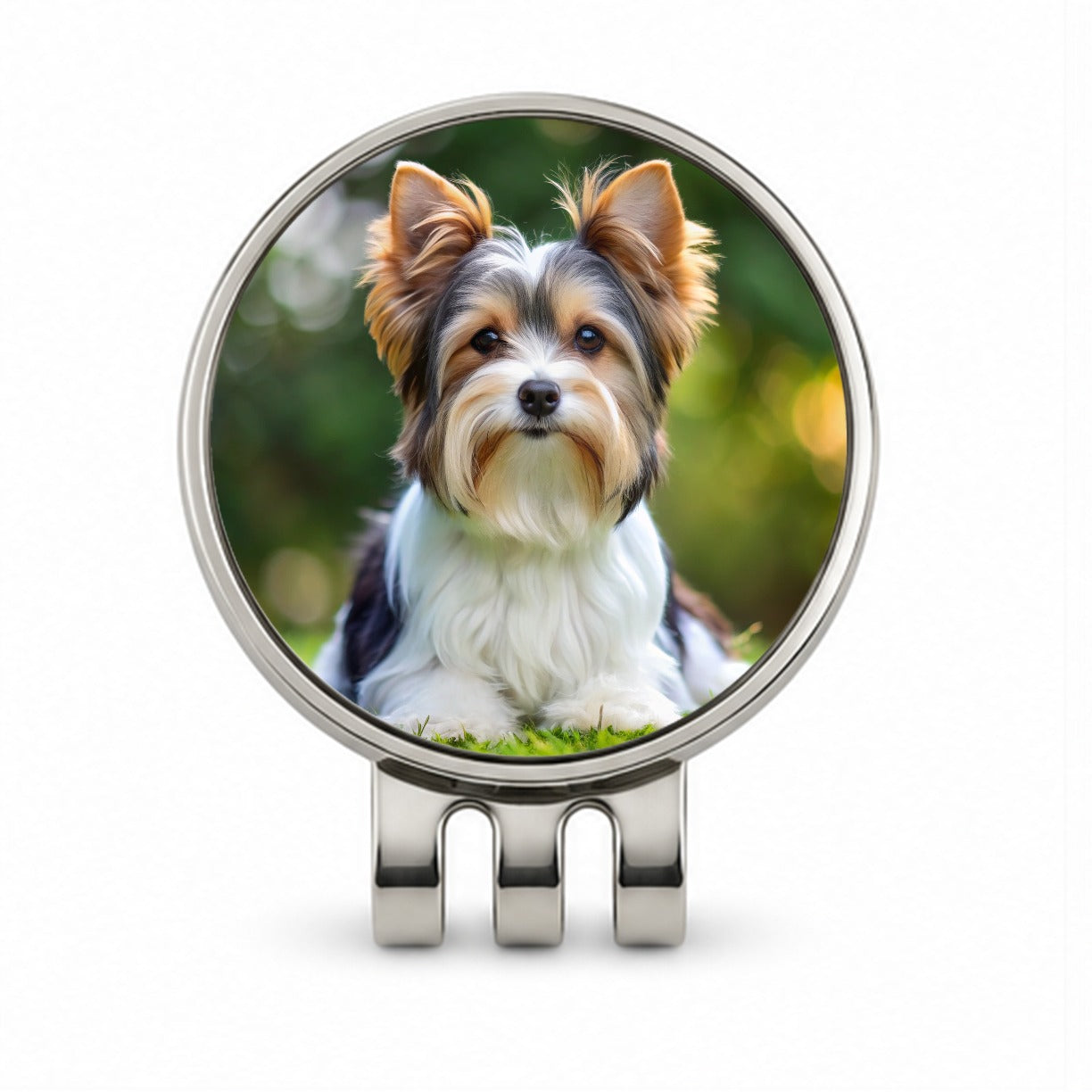 Biewer Terrier Dog Photo Golf Hat Clip with Ball Marker