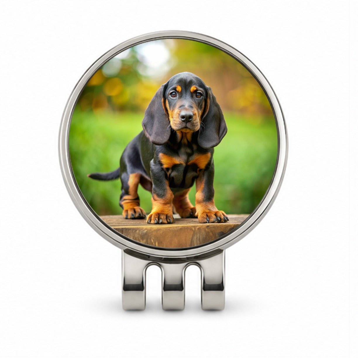 Black And Tan Coonhound Dog Puppy Photo Golf Hat Clip with Ball Marker