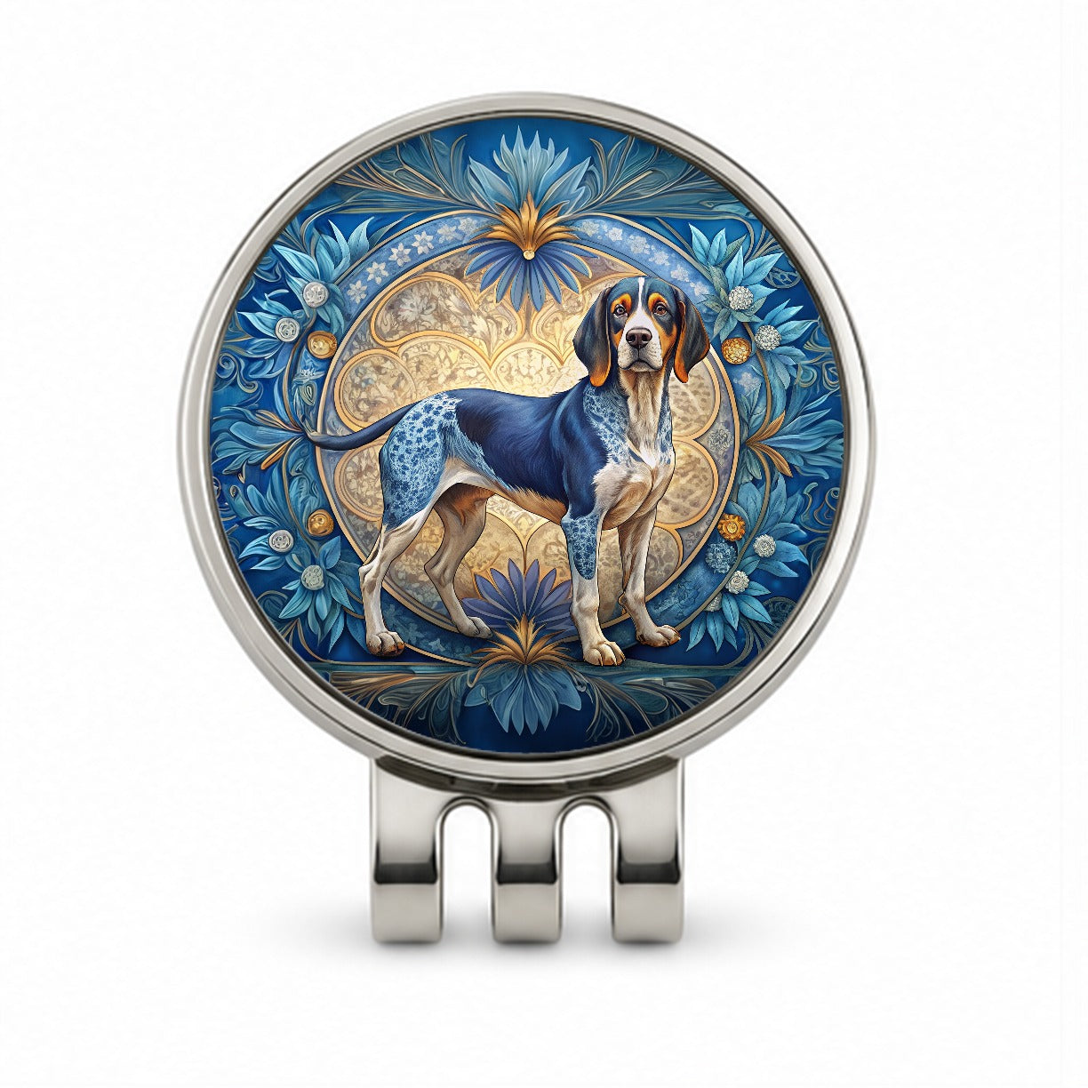 Bluetick Coonhound Dog Art Nouveau Golf Hat Clip with Ball Marker