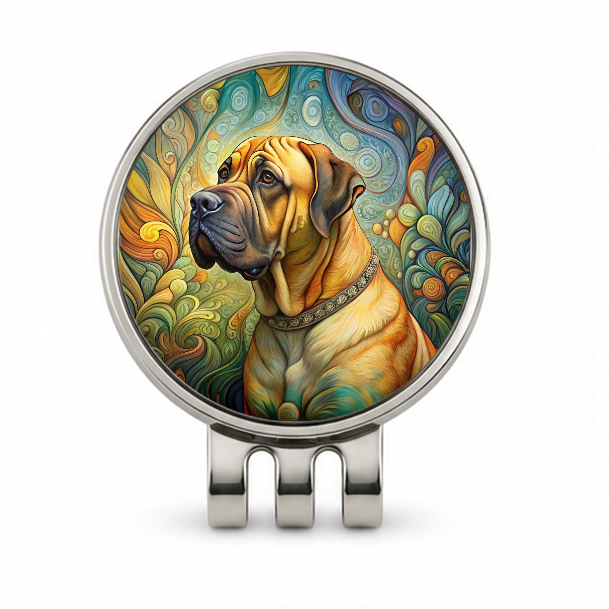 Boerboel Dog Art Nouveau Golf Hat Clip with Ball Marker