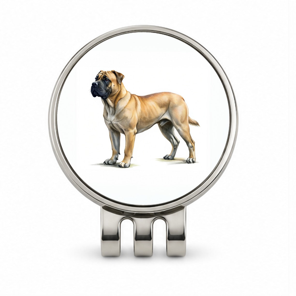 Boerboel Dog Illustration Golf Hat Clip with Ball Marker