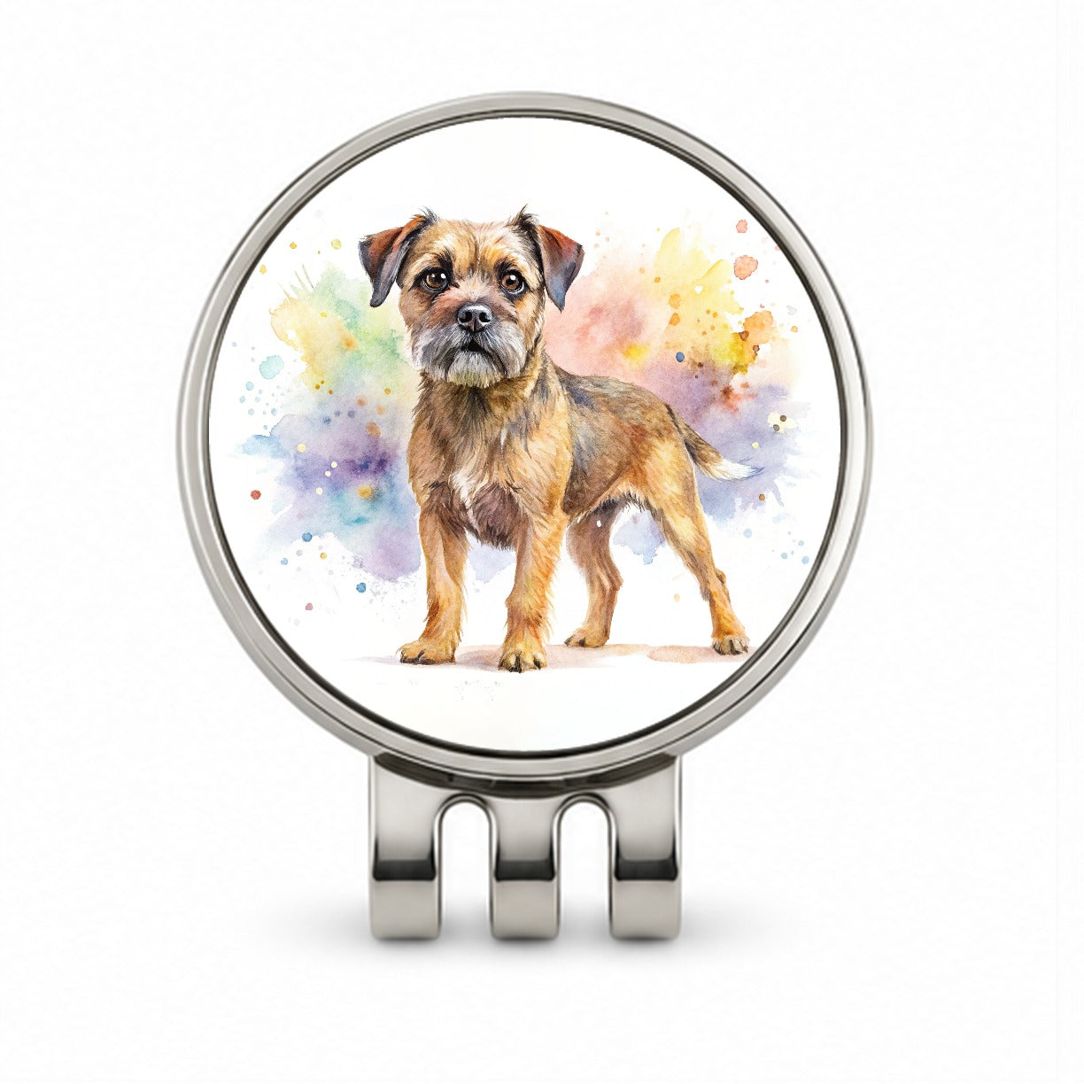 Border Terrier Dog Watercolor Style Golf Hat Clip with Ball Marker