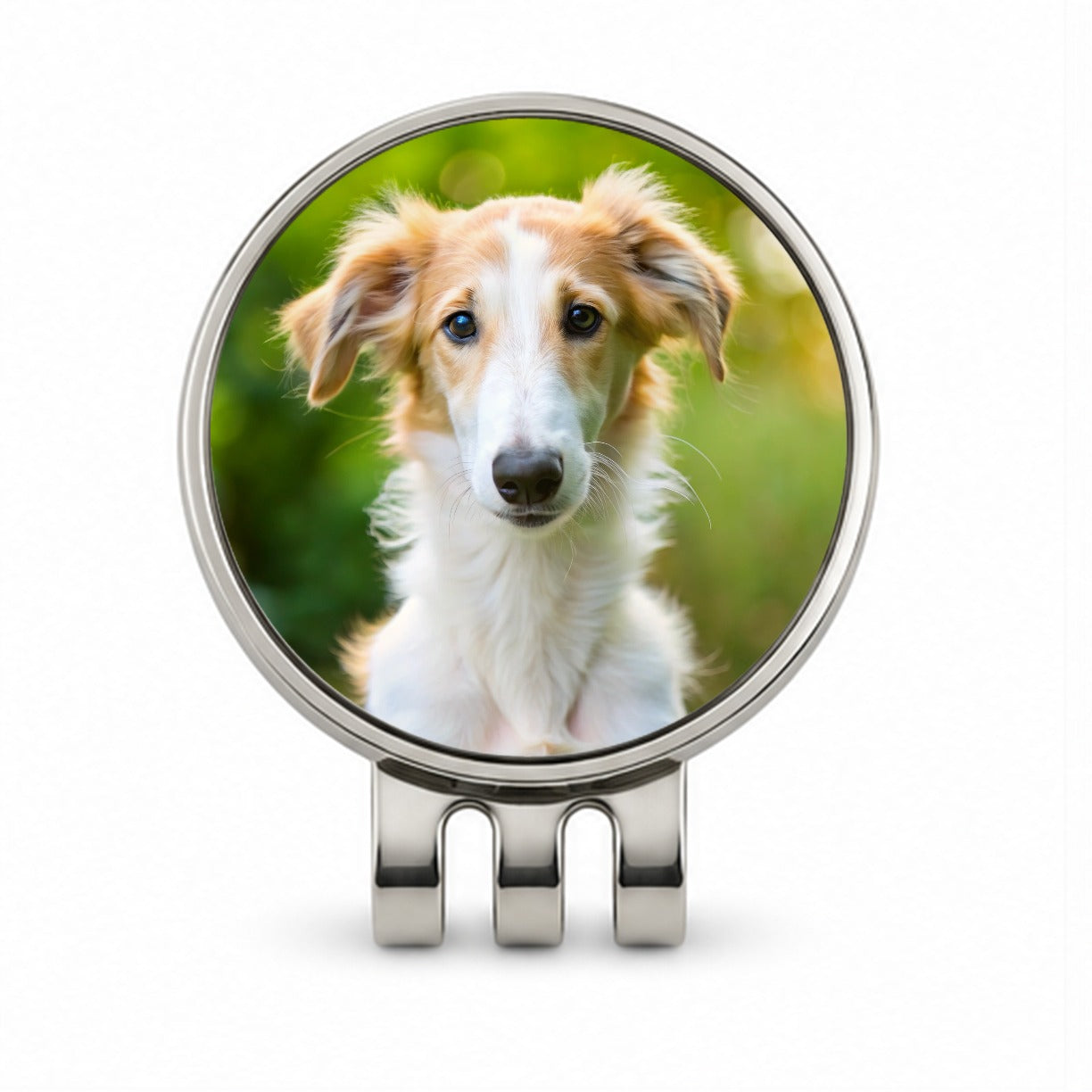 Borzoi Dog Puppy Photo Golf Hat Clip with Ball Marker