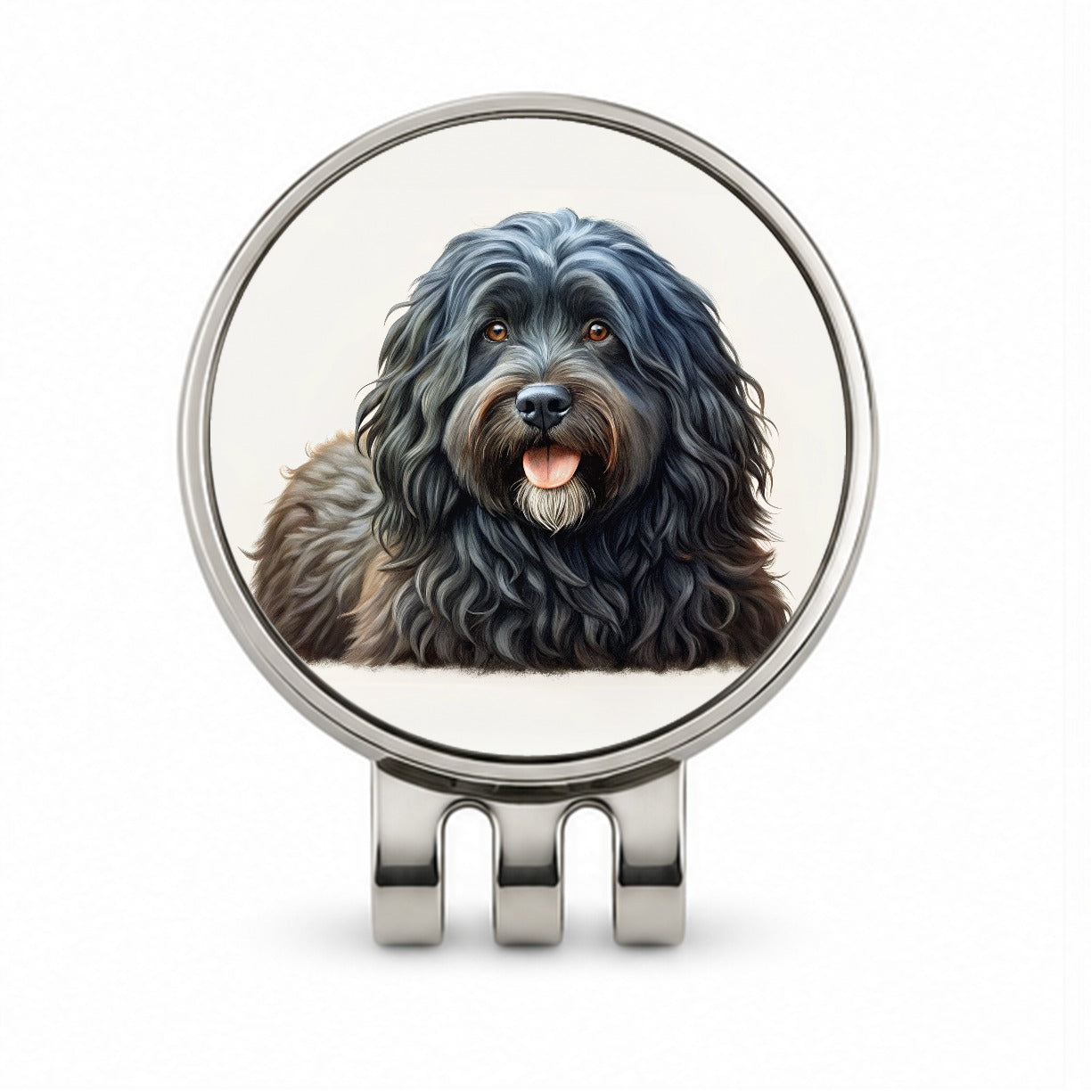 Bouviers Des Flandres Dog Illustration Golf Hat Clip with Ball Marker