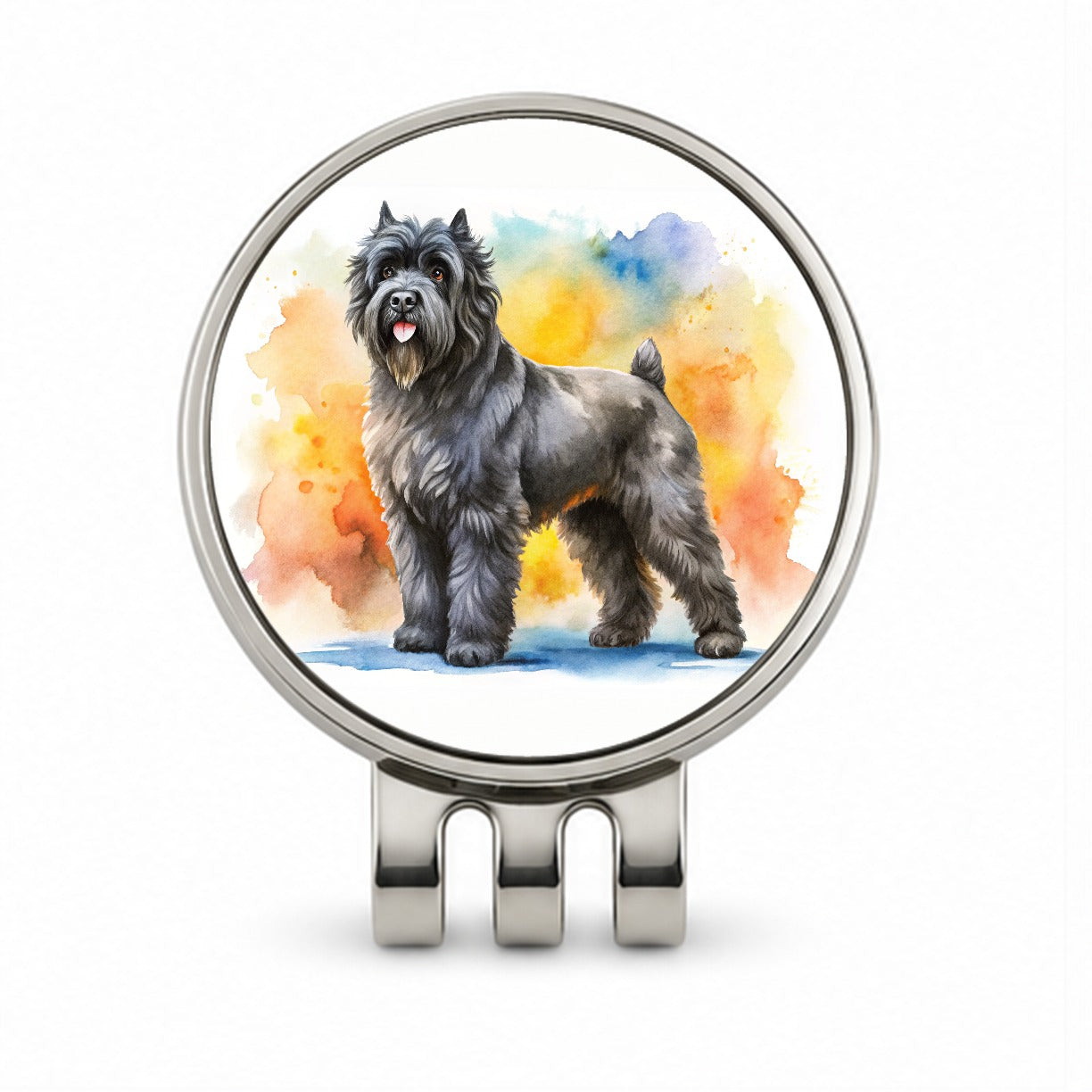 Bouviers Des Flandres Dog Watercolor Style Golf Hat Clip with Ball Marker