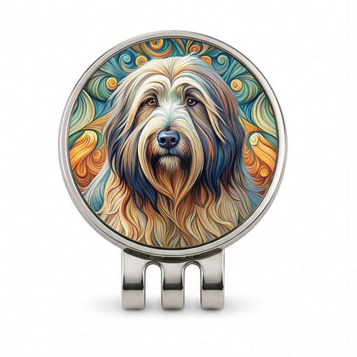 Briard Dog Art Nouveau Golf Hat Clip with Ball Marker