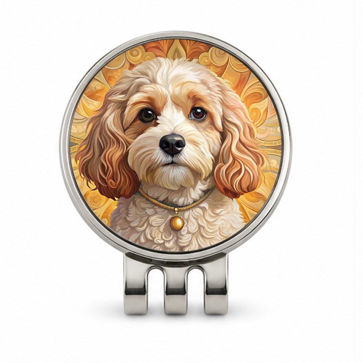 Cavachon Dog Art Nouveau Golf Hat Clip with Ball Marker