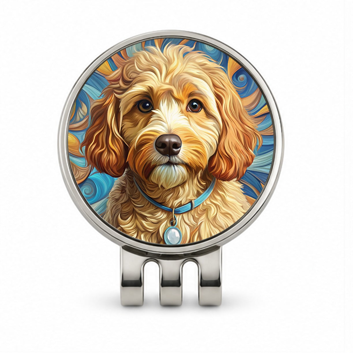 Cavapoo Dog Art Nouveau Golf Hat Clip with Ball Marker