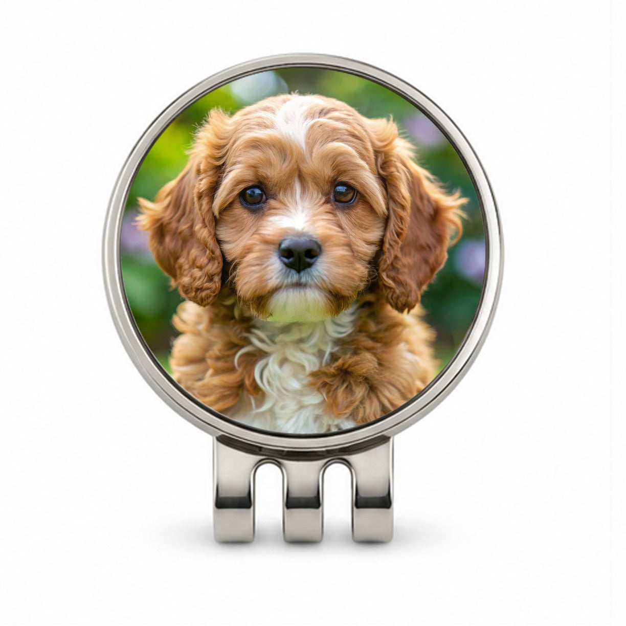 Cavapoo Dog Puppy Photo Golf Hat Clip with Ball Marker