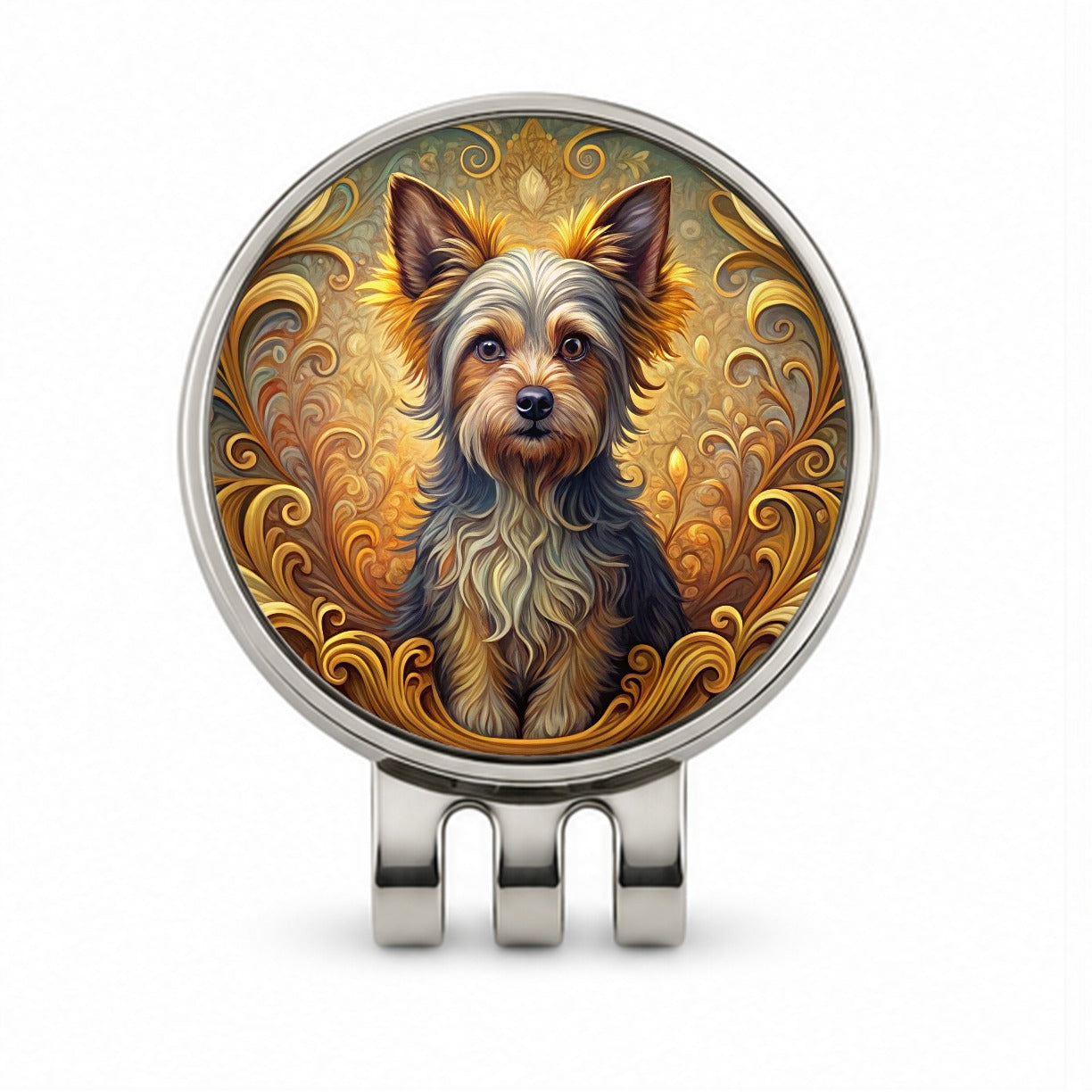 Chorkie Dog Art Nouveau Golf Hat Clip with Ball Marker
