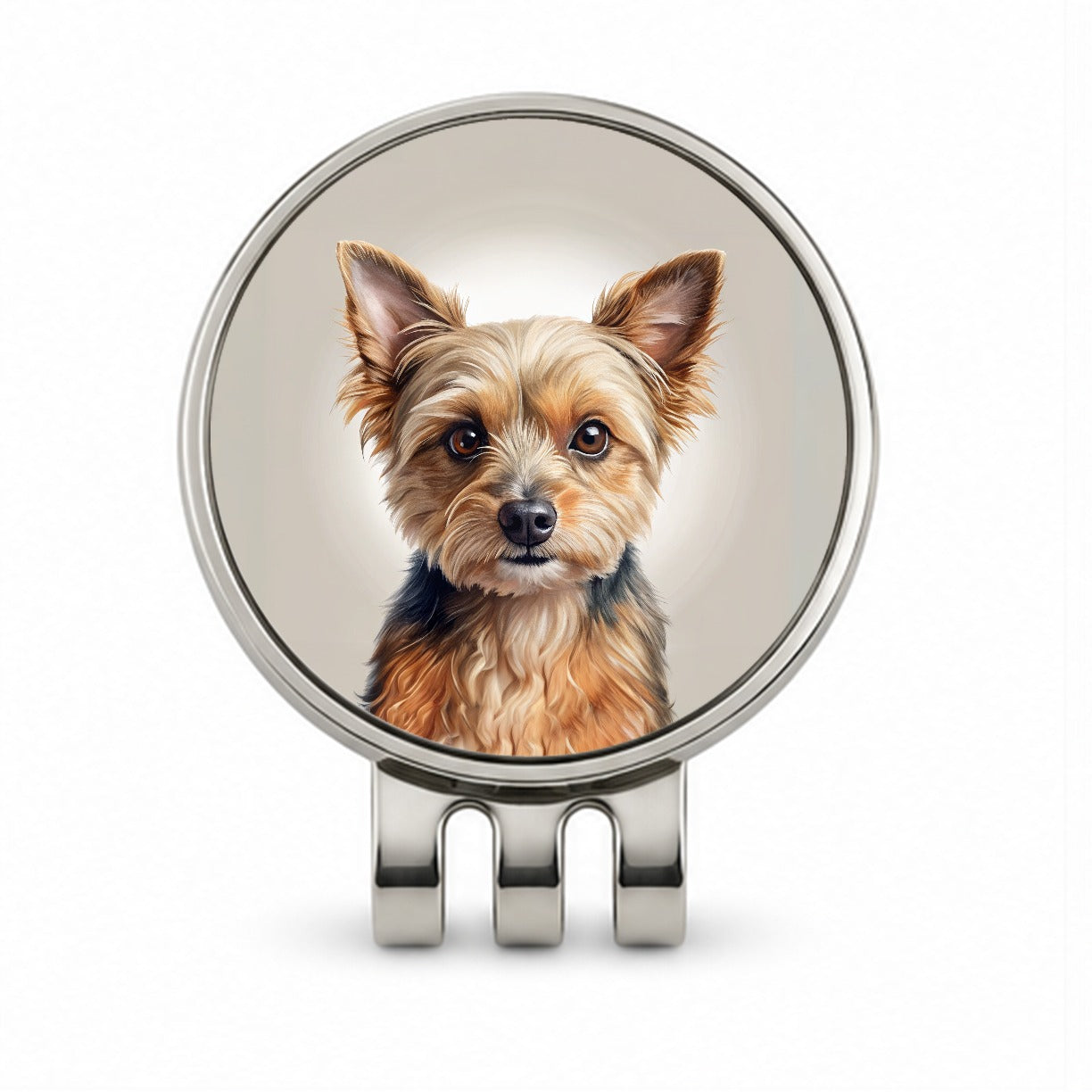 Chorkie Dog Illustration Golf Hat Clip with Ball Marker
