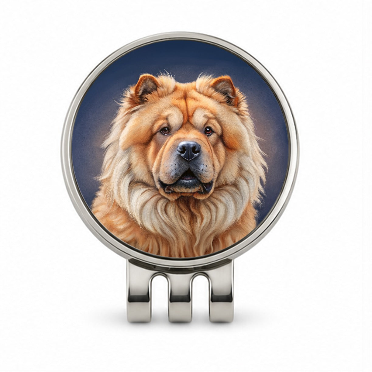 Chow Chow Dog Illustration Golf Hat Clip with Ball Marker