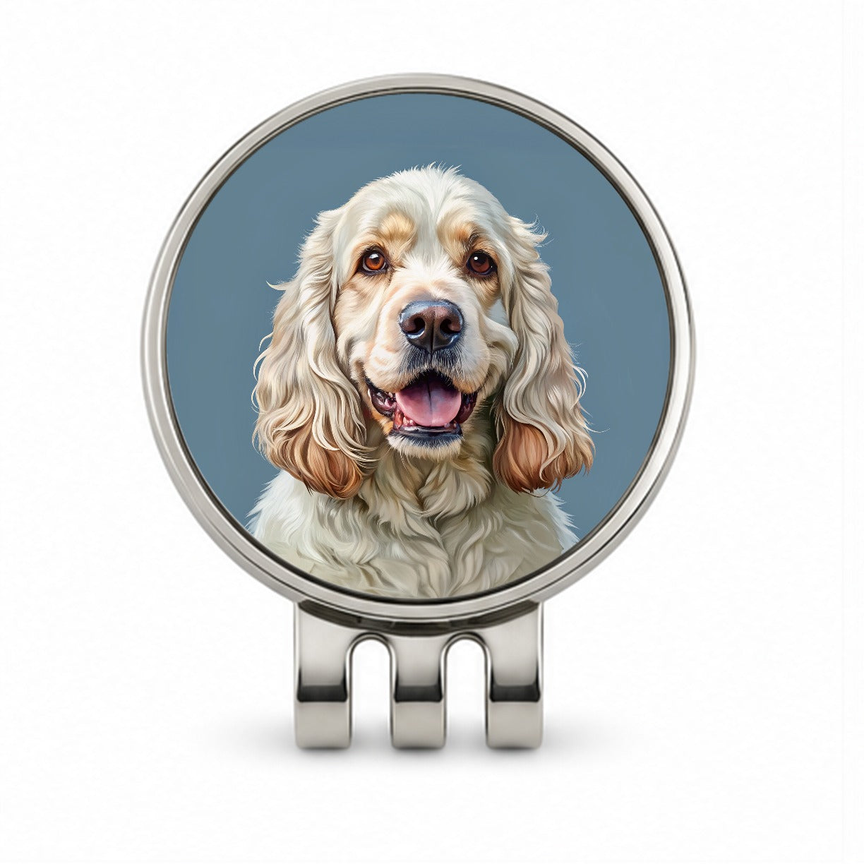 Clumber Spaniel Dog Illustration Golf Hat Clip with Ball Marker