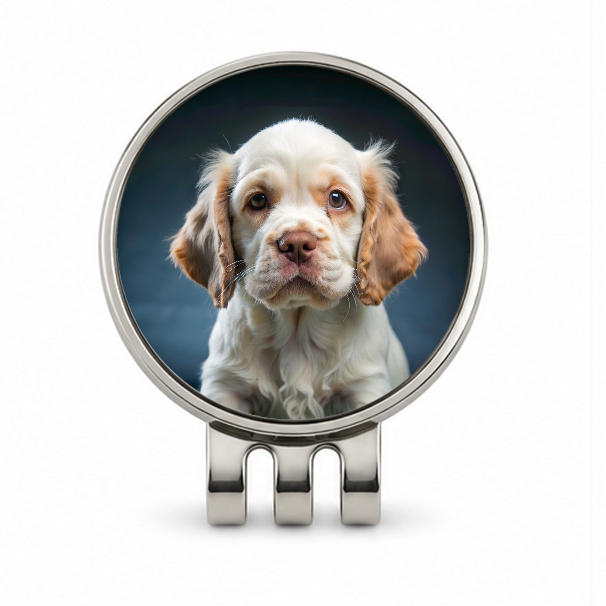Clumber Spaniel Dog Puppy Photo Golf Hat Clip with Ball Marker