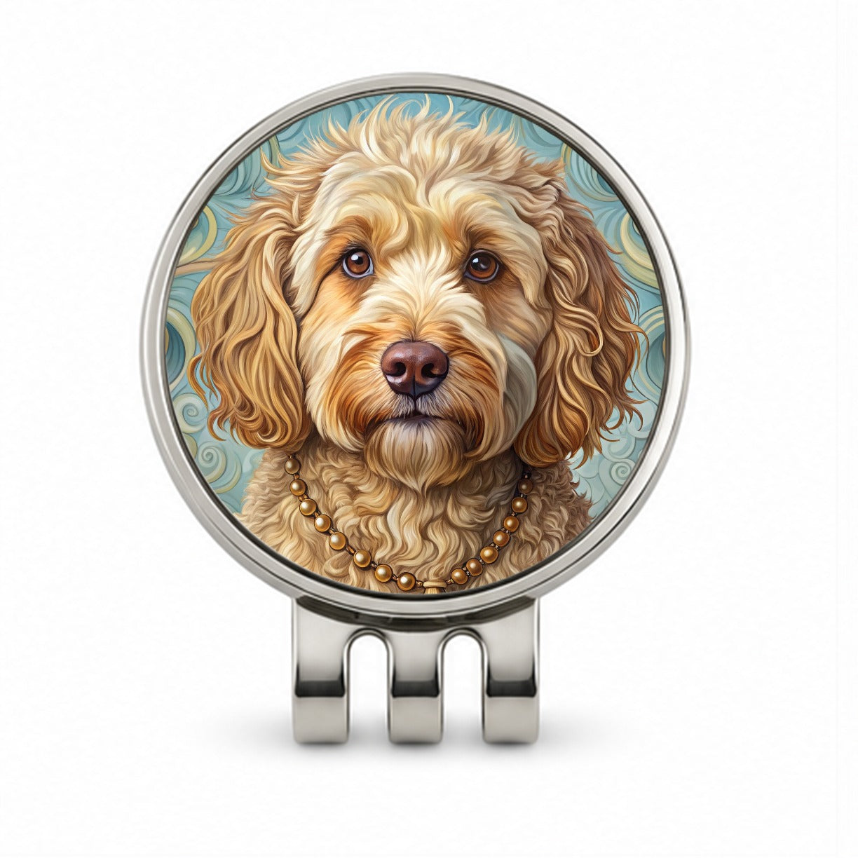 Cockapoo Dog Art Nouveau Golf Hat Clip with Ball Marker
