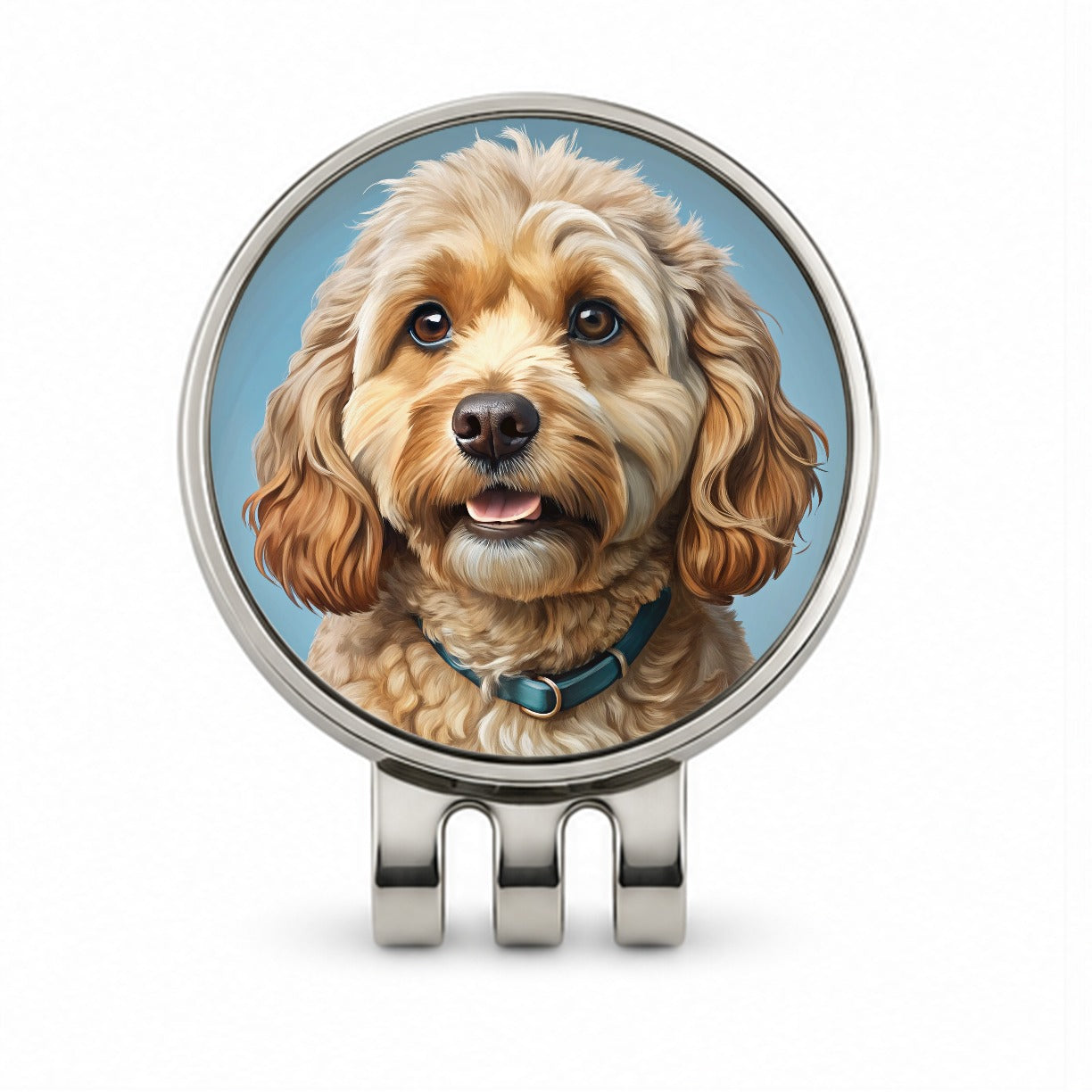 Cockapoo Dog Illustration Golf Hat Clip with Ball Marker