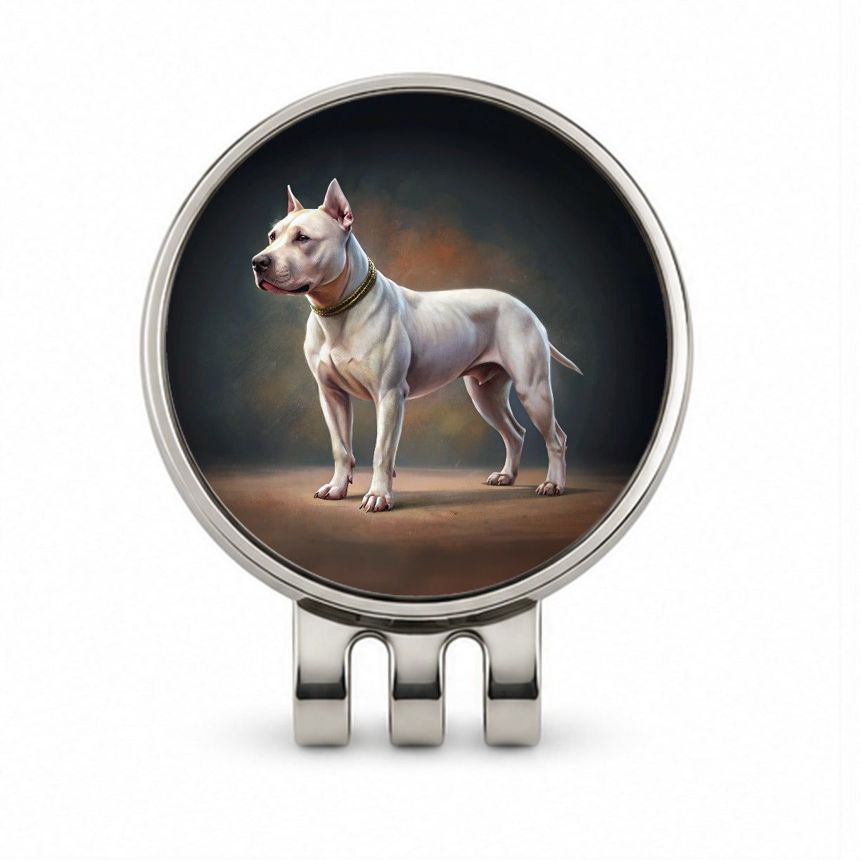 Dogo Argentino Dog Illustration Golf Hat Clip with Ball Marker