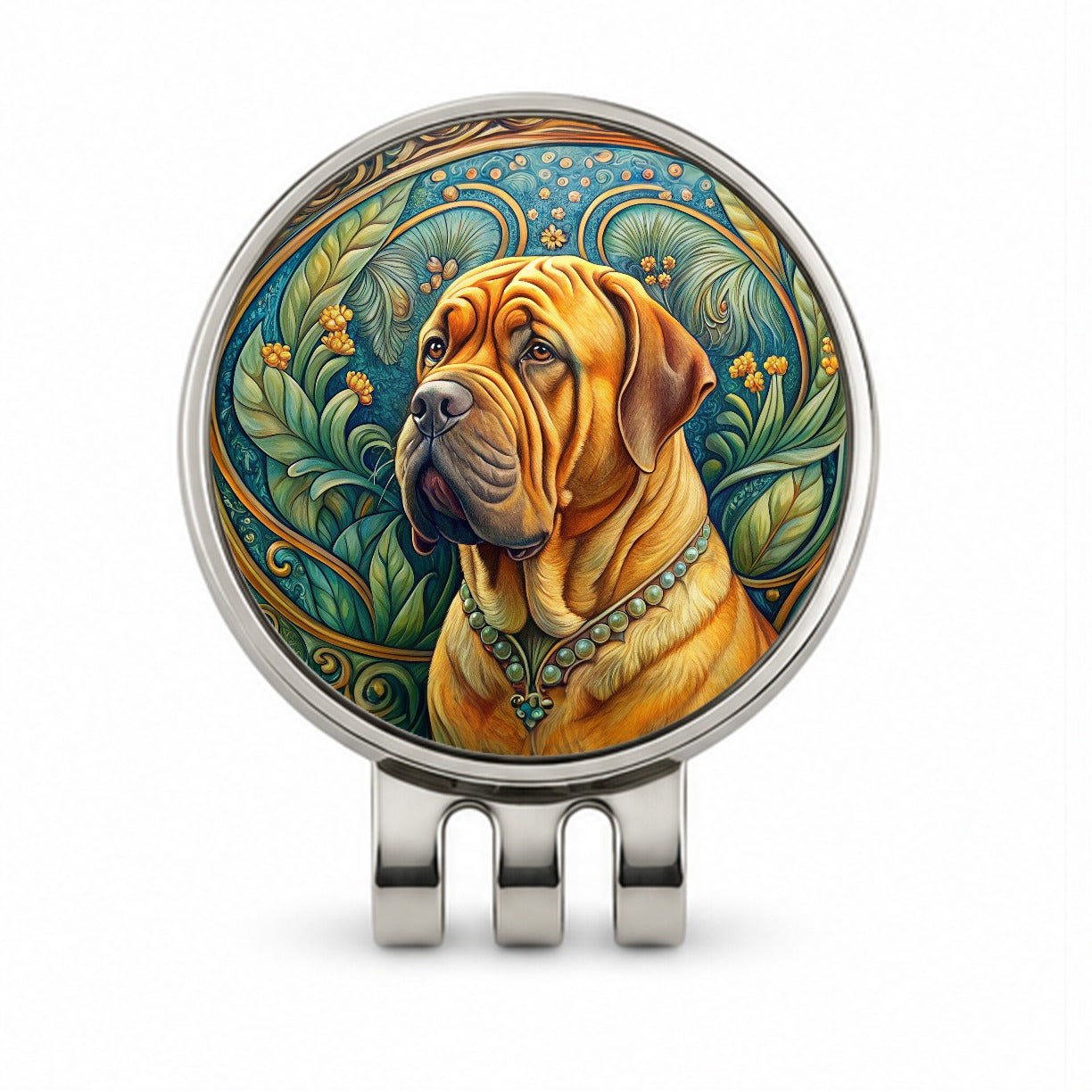 Dogues De Bordeaux Dog Art Nouveau Golf Hat Clip with Ball Marker