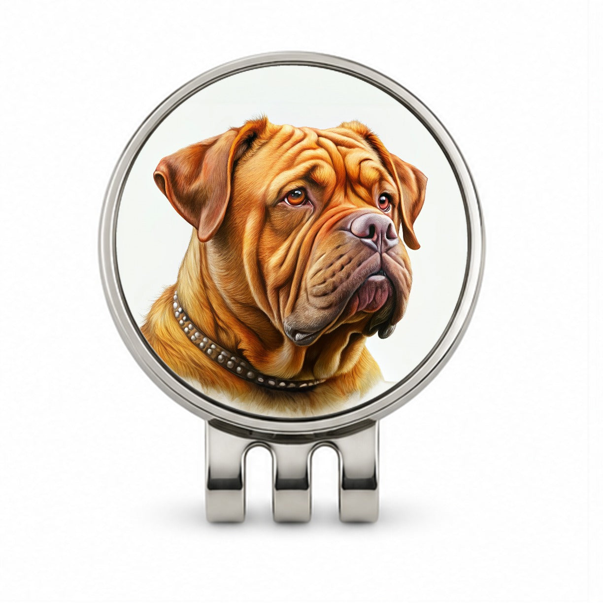 Dogues De Bordeaux Dog Illustration Golf Hat Clip with Ball Marker