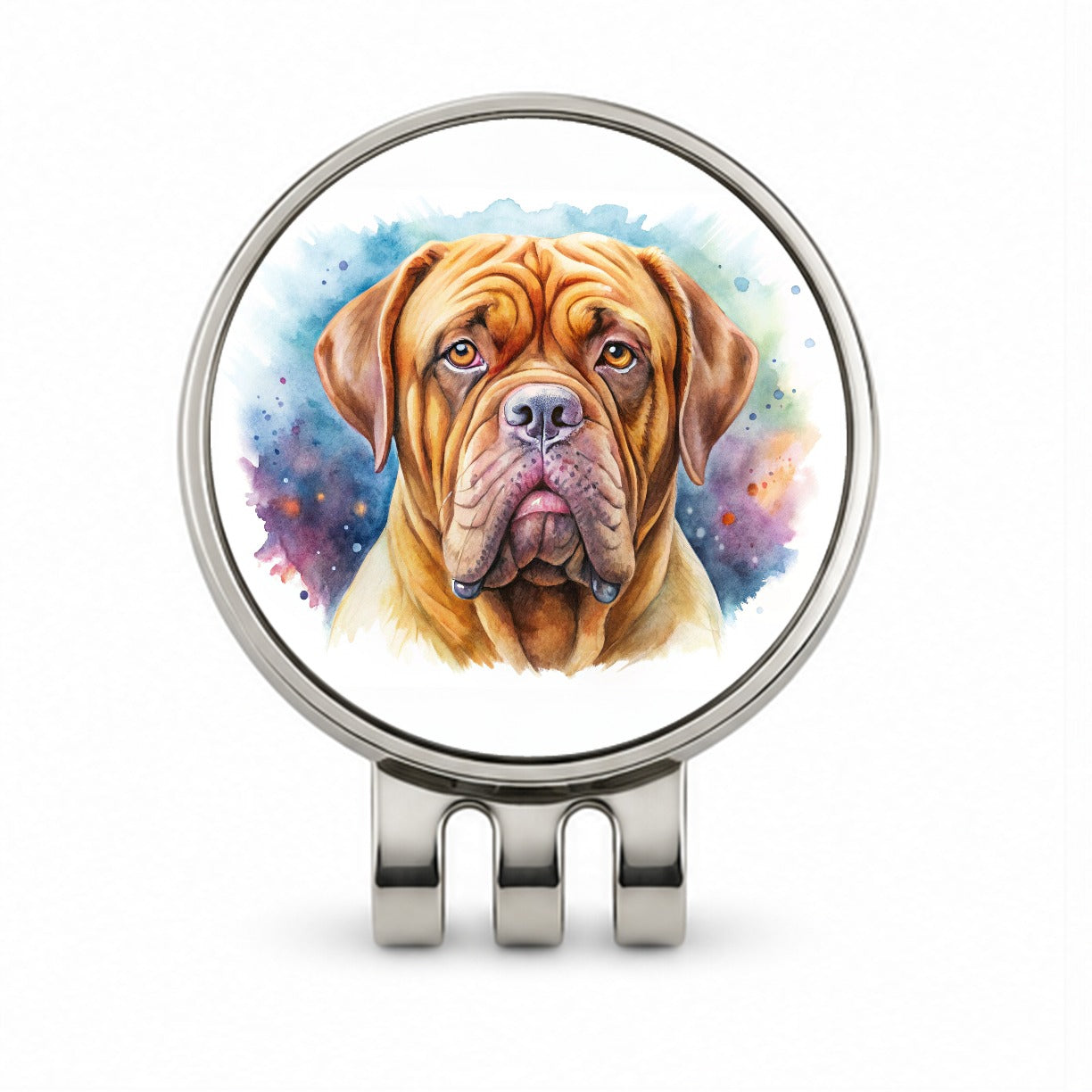Dogues De Bordeaux Dog Watercolor Style Golf Hat Clip with Ball Marker