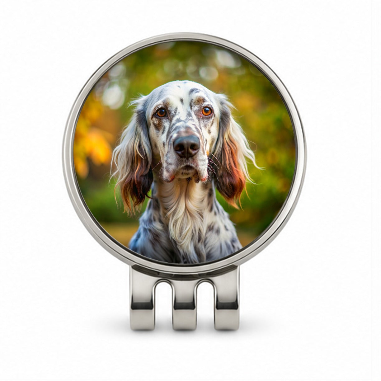 English Setter Dog Photo Golf Hat Clip with Ball Marker