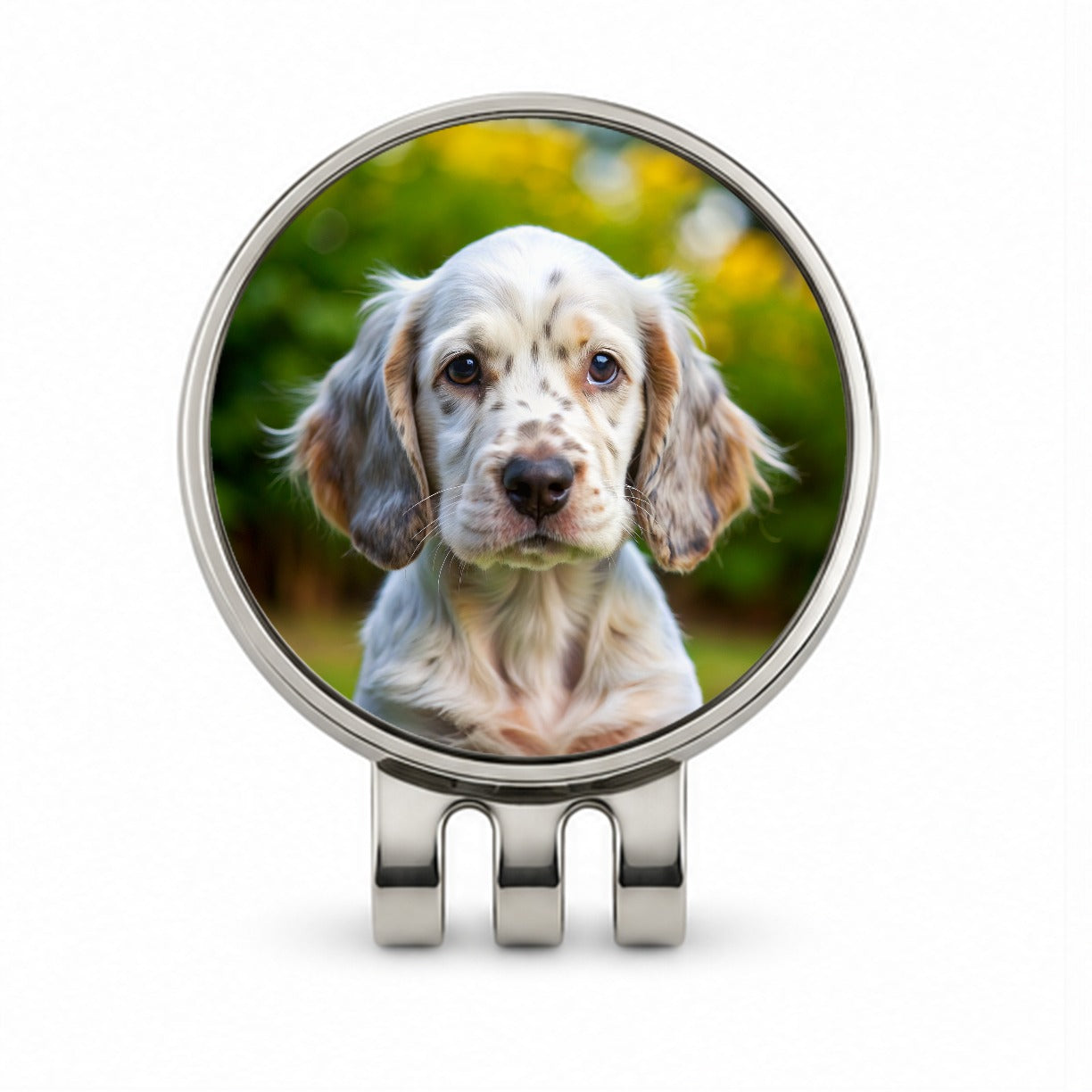 English Setter Dog Puppy Photo Golf Hat Clip with Ball Marker
