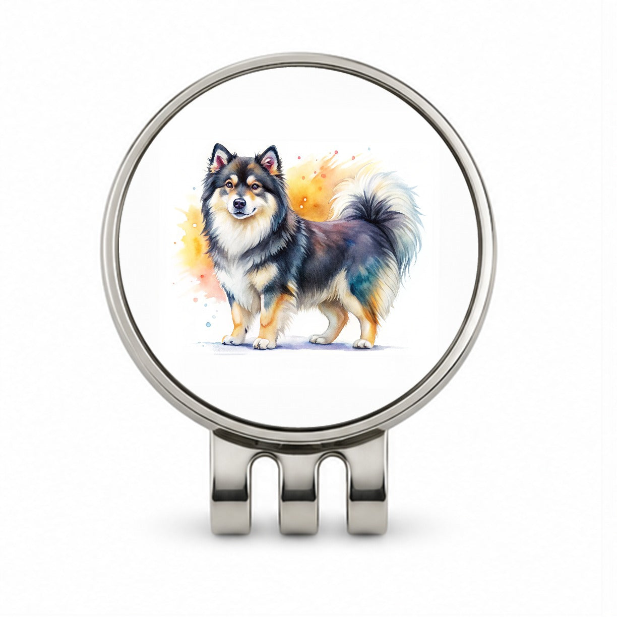Finnish Lapphund Dog Watercolor Style Golf Hat Clip with Ball Marker