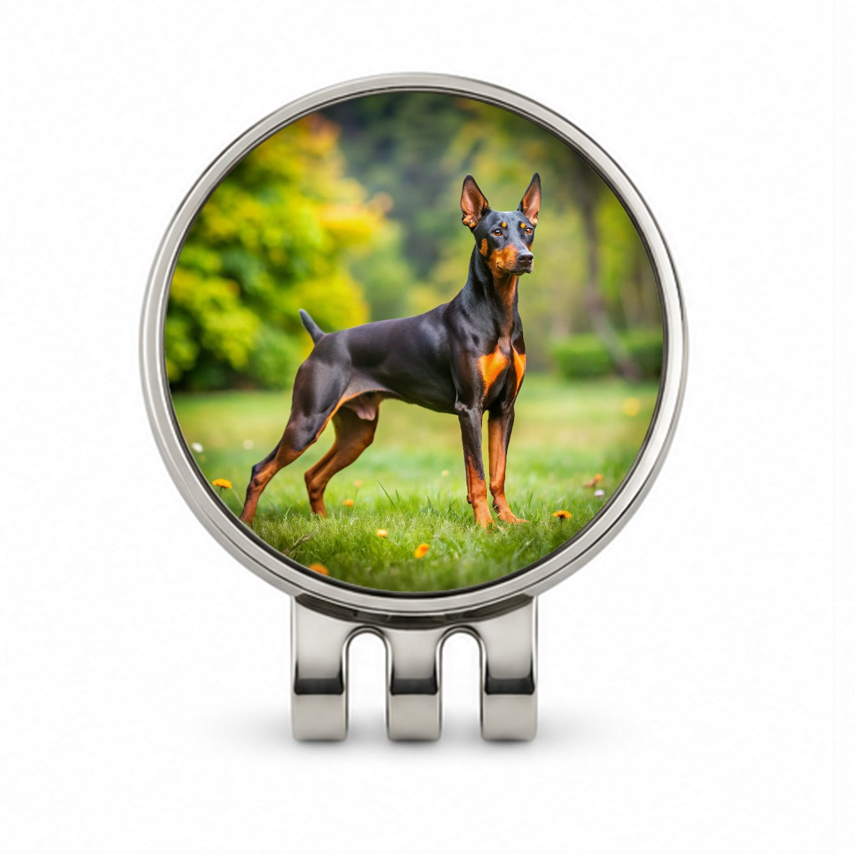 German Pinscher Dog Photo Golf Hat Clip with Ball Marker