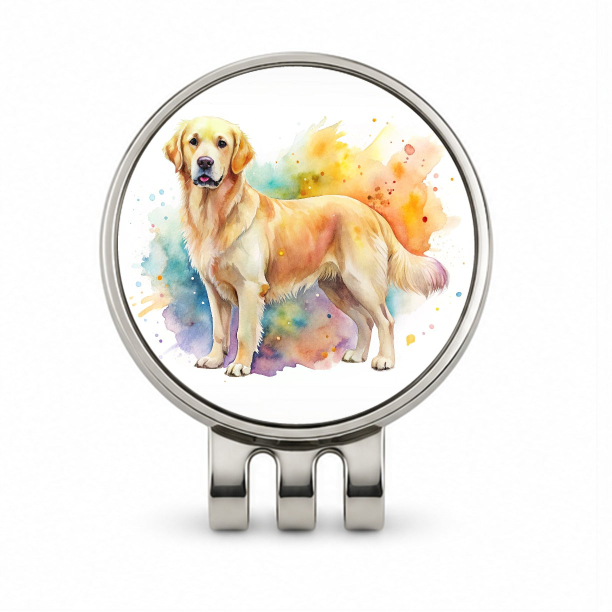 Goldador Dog Watercolor Style Golf Hat Clip with Ball Marker