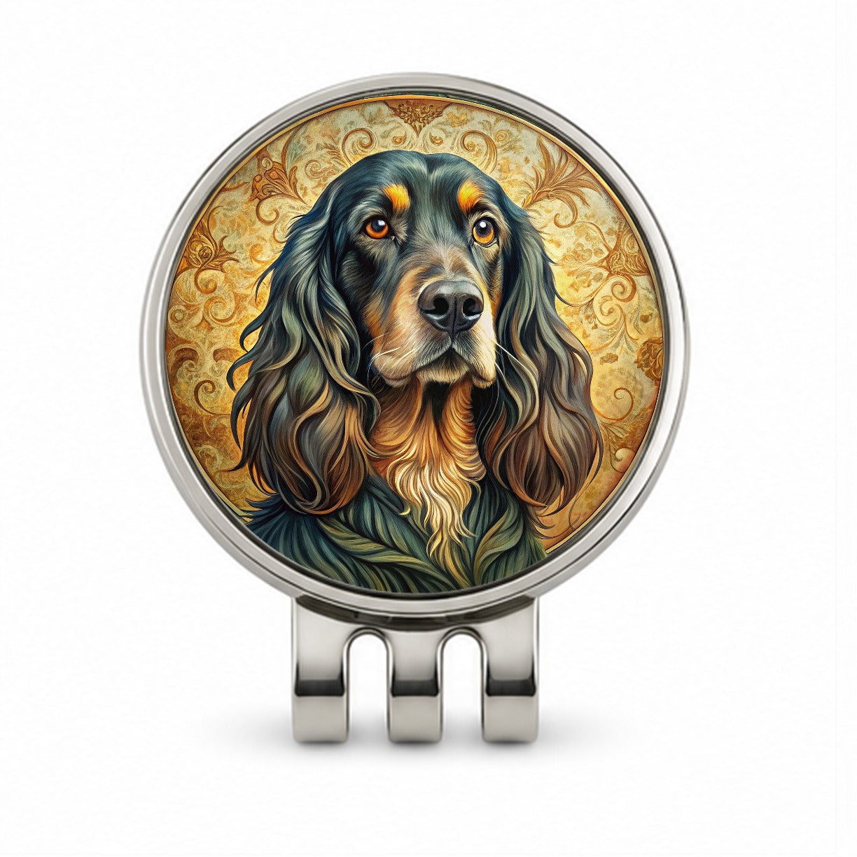 Gordon Setter Dog Art Nouveau Golf Hat Clip with Ball Marker
