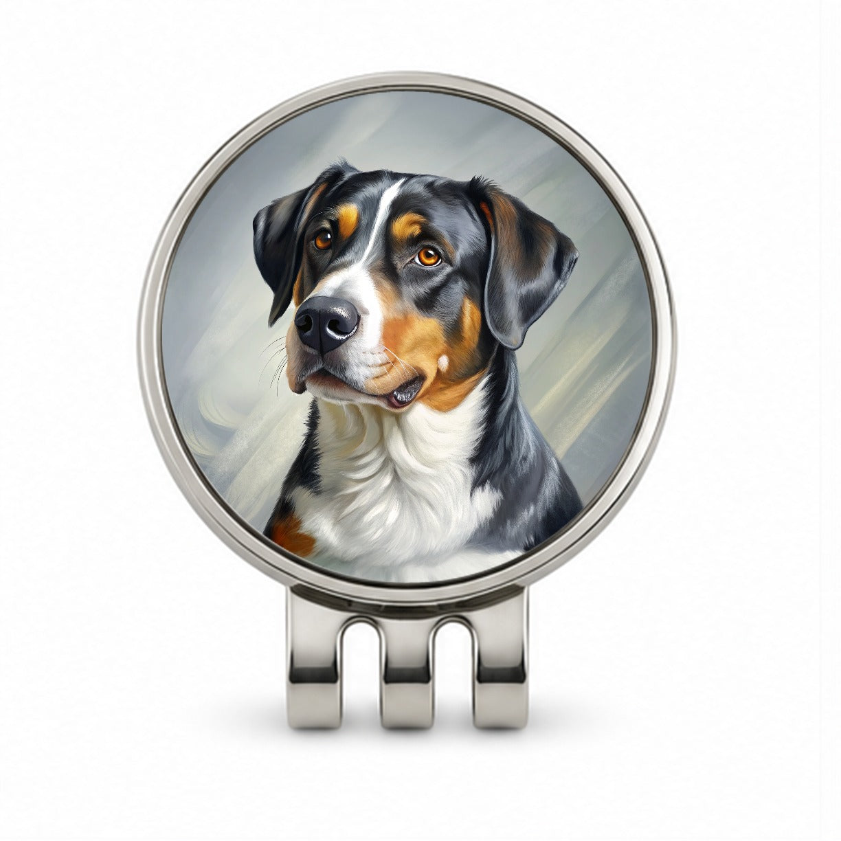 Greater Swiss Mountain Dog Illustration Golf Hat Clip with Ball Marker