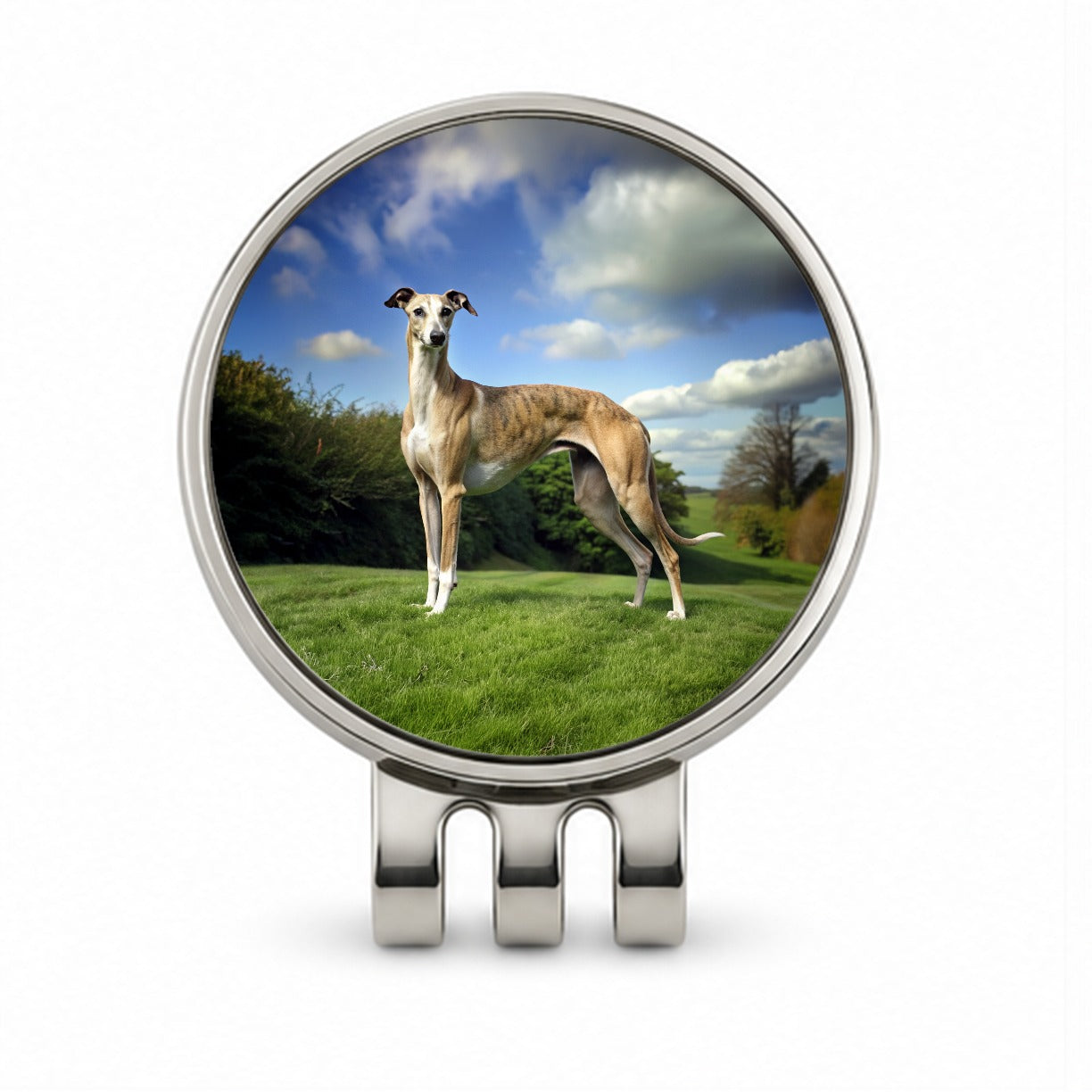 Greyhound Dog Photo Golf Hat Clip with Ball Marker