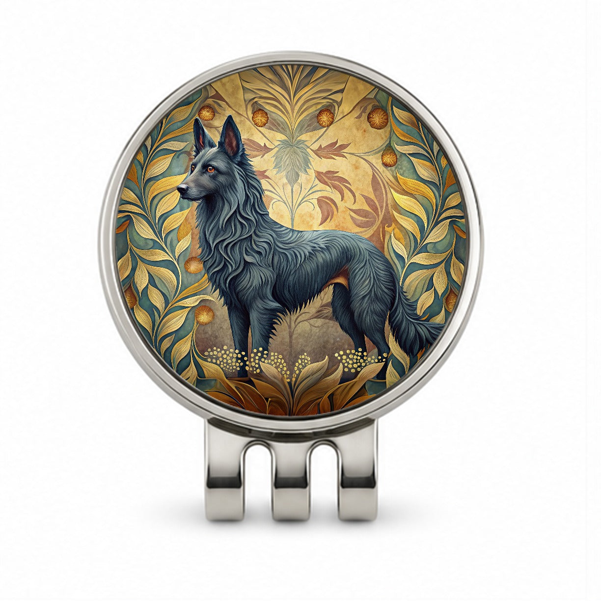 Groenendael Belgian Sheepdog Dog Art Nouveau Golf Hat Clip with Ball Marker