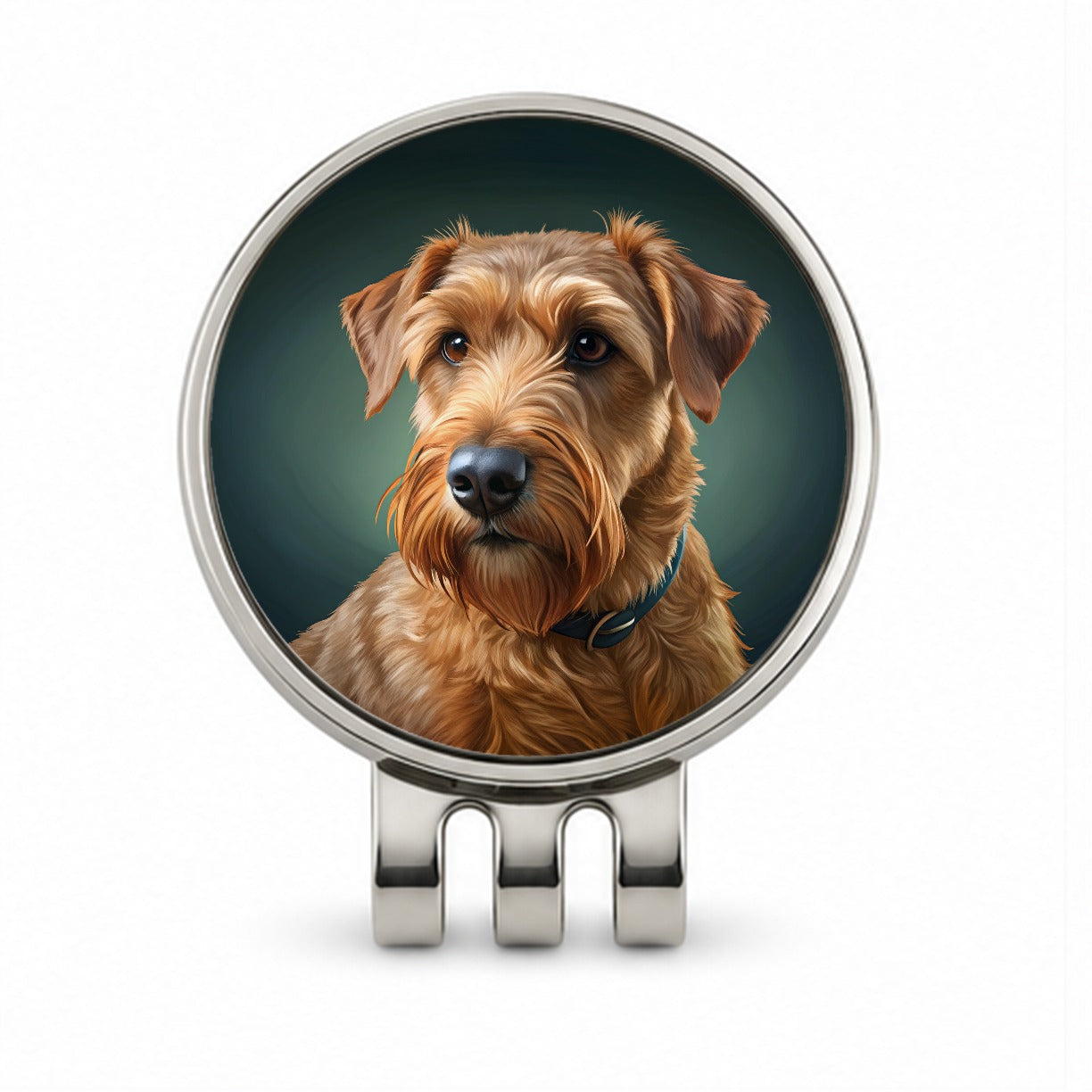 Irish Terrier Dog Illustration Golf Hat Clip with Ball Marker
