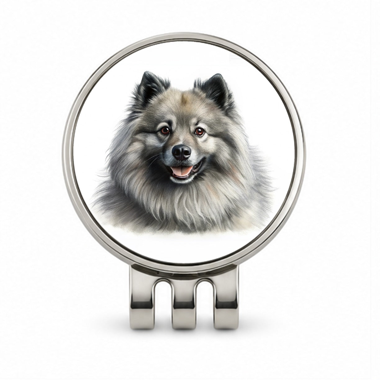 Keeshond Dog Illustration Golf Hat Clip with Ball Marker