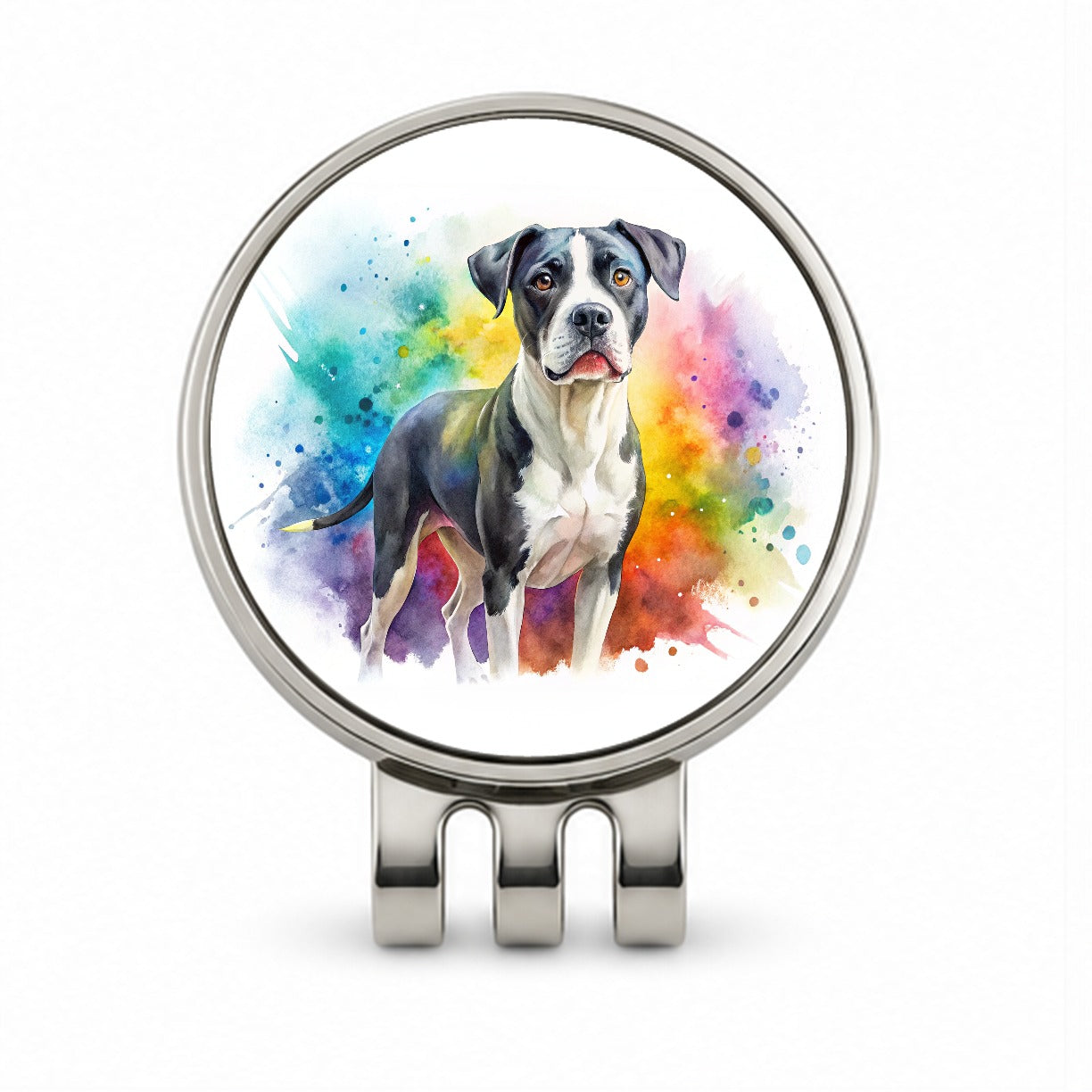 Labrabull Dog Watercolor Style Golf Hat Clip with Ball Marker