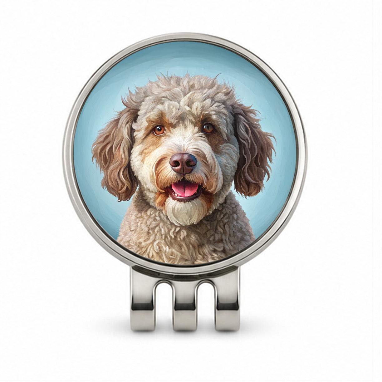 Lagotto Romagnolo Dog Illustration Golf Hat Clip with Ball Marker