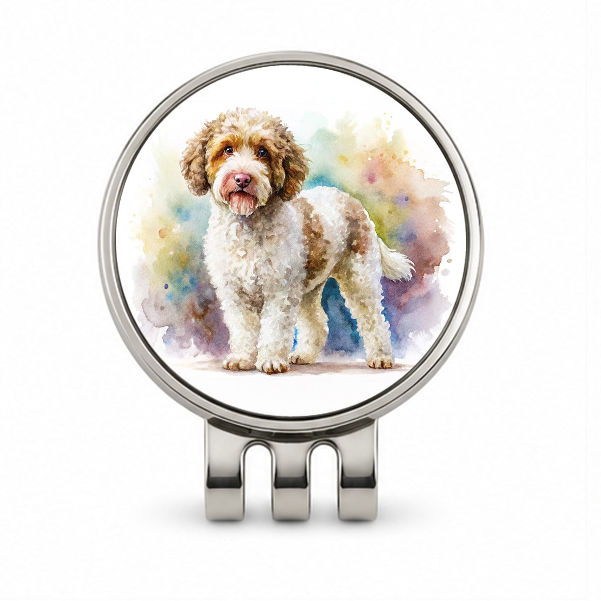 Lagotto Romagnolo Dog Watercolor Style Golf Hat Clip with Ball Marker